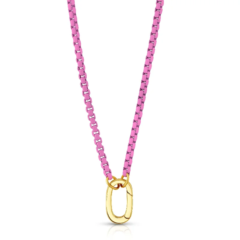 Unique Necklaces For Special Gifts-PINK ENAMEL CONNECTOR NECKLACE