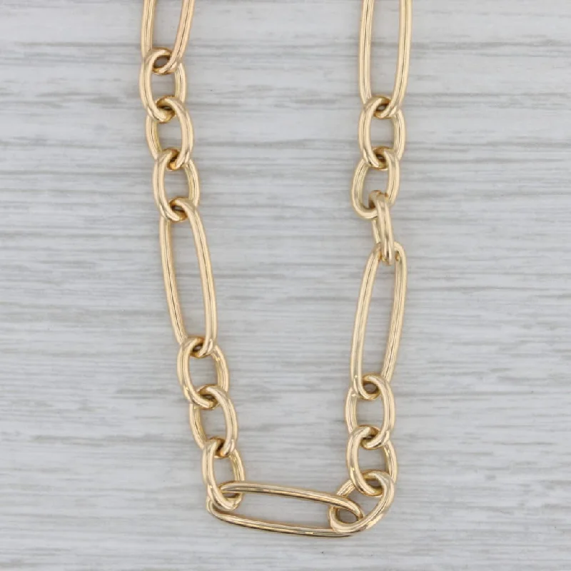 Simple Gold Necklaces For Daily Fashion-New Roberto Coin Alternating Oval Link Cable Chain Necklace 18k Gold 18" 6.6mm