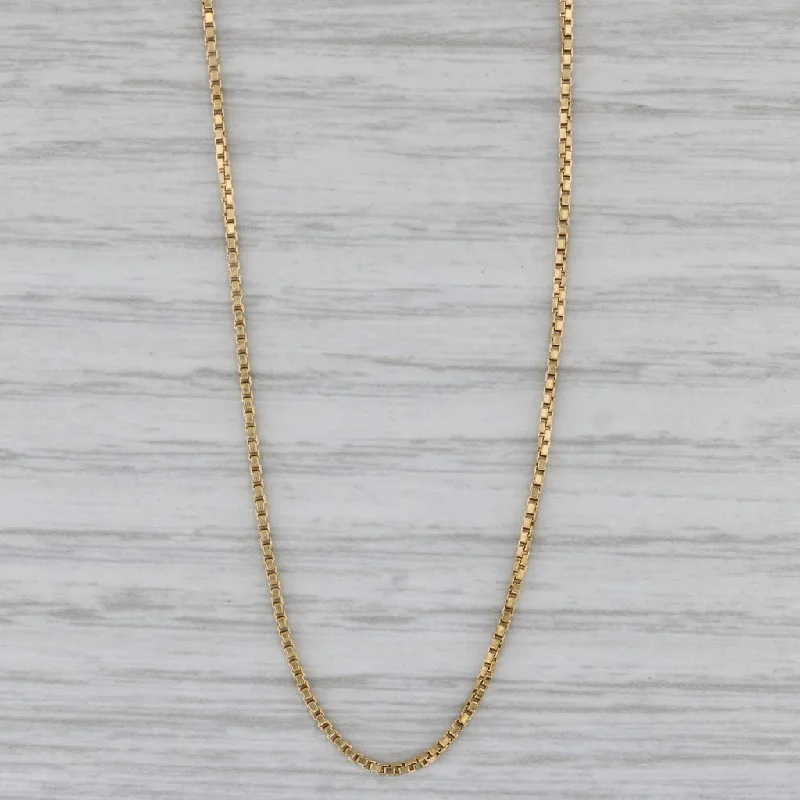 Affordable Silver Necklaces For Casual Wear-Box Chain Necklace 18k Yellow Gold Italian 24.75" 1mm