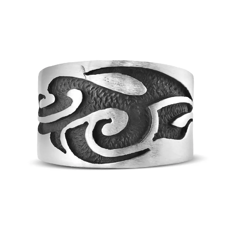 Gold Wedding Rings For Couples-Sterling Silver Tribal Design Ring / SSR0163