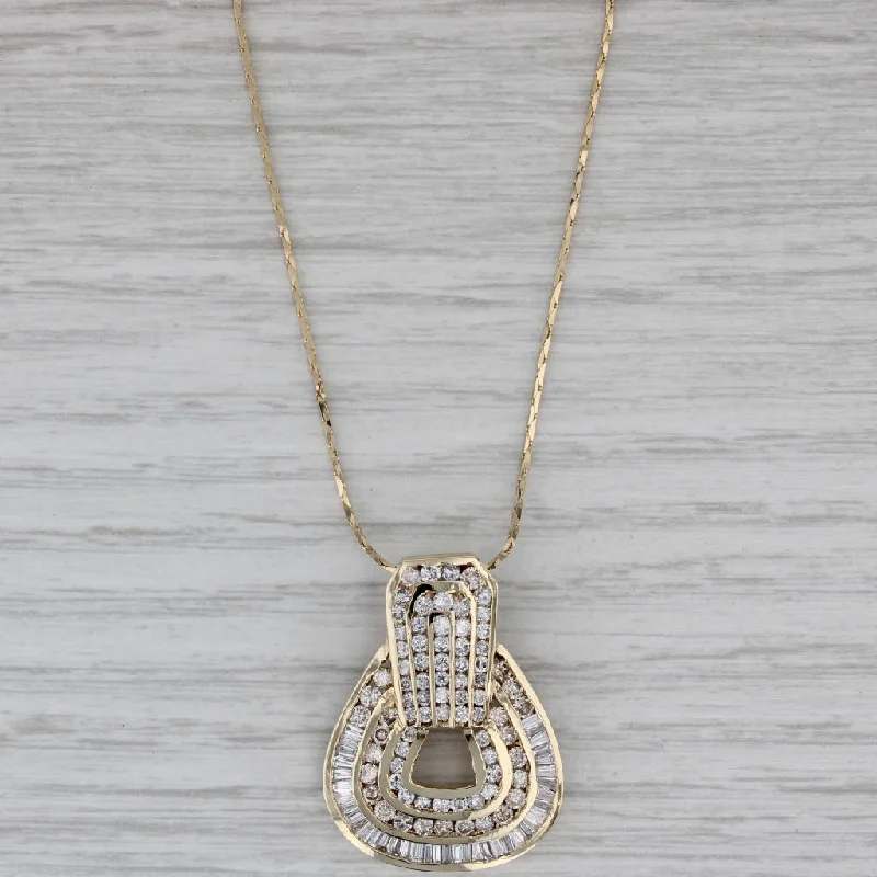 Bold Necklaces For Casual Wear-1.95ctw Diamond Pendant Necklace 14k Yellow Gold 18" Flat C Link Chain