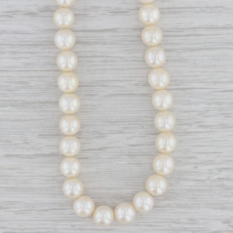 Elegant Pearl Necklaces For Weddings-Cultured Pearl Bead Strand Necklace 10k White Gold Clasp 14.5"