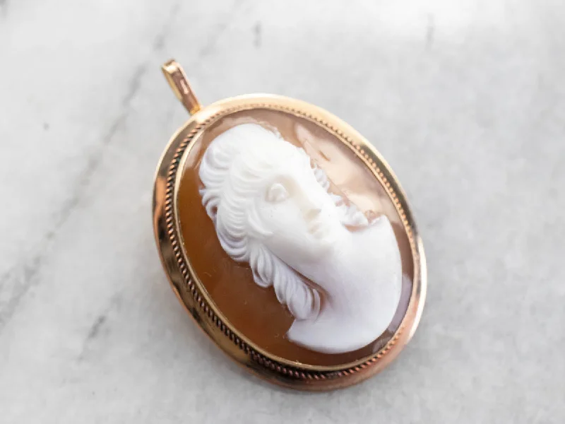 Beaded Brooch For Dresses-Mid Century Cameo Brooch or Pendant