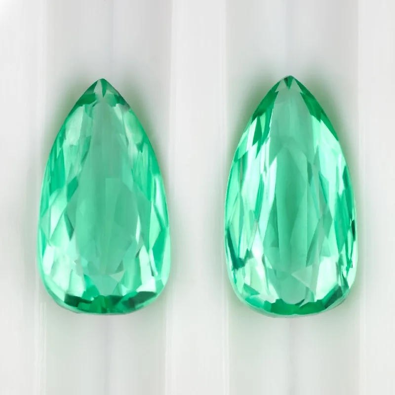 Best Earrings For Sensitive Ears-COLOMBIAN EMERALD PAIR PEAR SHAPE 7.16ct GIA CERTIFIED TEARDROP DANGLE EARRINGS