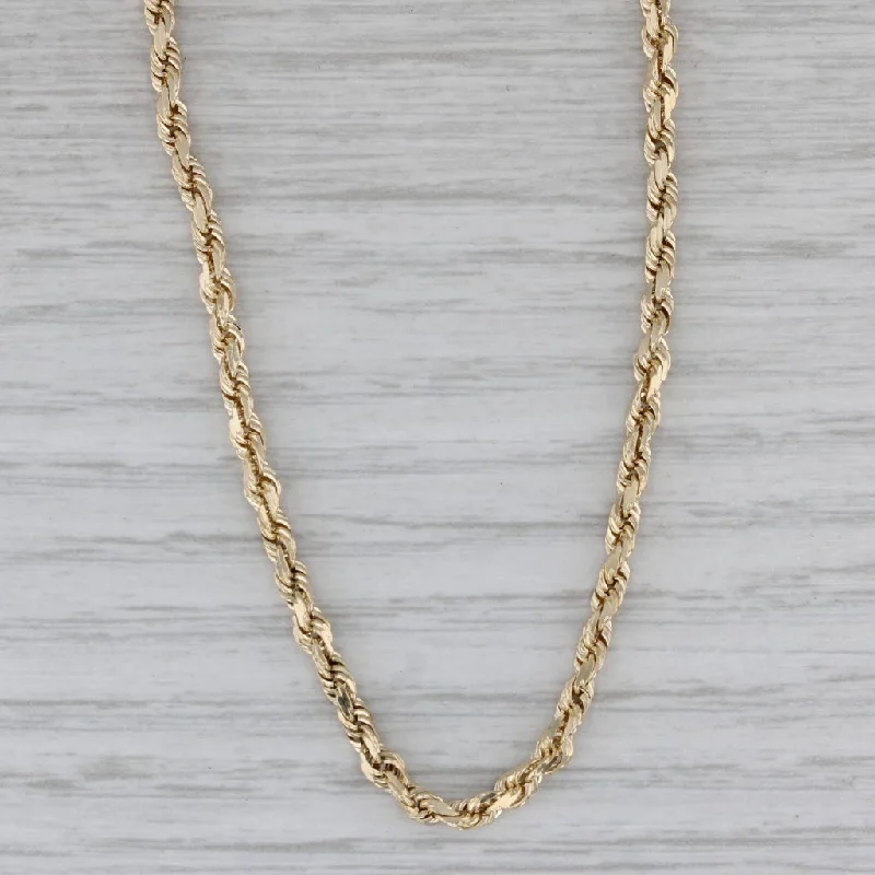 Long Pendant Necklaces For Evening Wear-New Rope Chain Necklace 10k Yellow Gold 30" 3mm