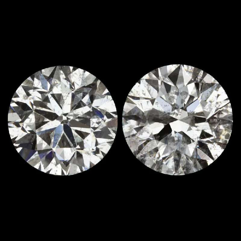 Bridal Earrings For Pre-Wedding Photoshoots-3.47ct VERY GOOD CUT DIAMOND STUD EARRINGS ROUND BRILLIANT CUT PAIR 3.5 CARAT