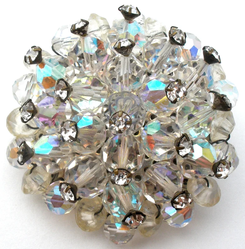 Artistic Brooch For Special Gifts-Aurora Borealis & Rhinestone Brooch Pin