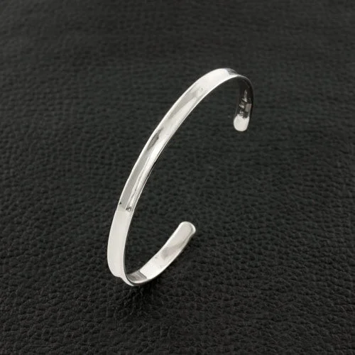 Elegant Diamond Bracelets-Thin Concave Silver Cuff Bracelet