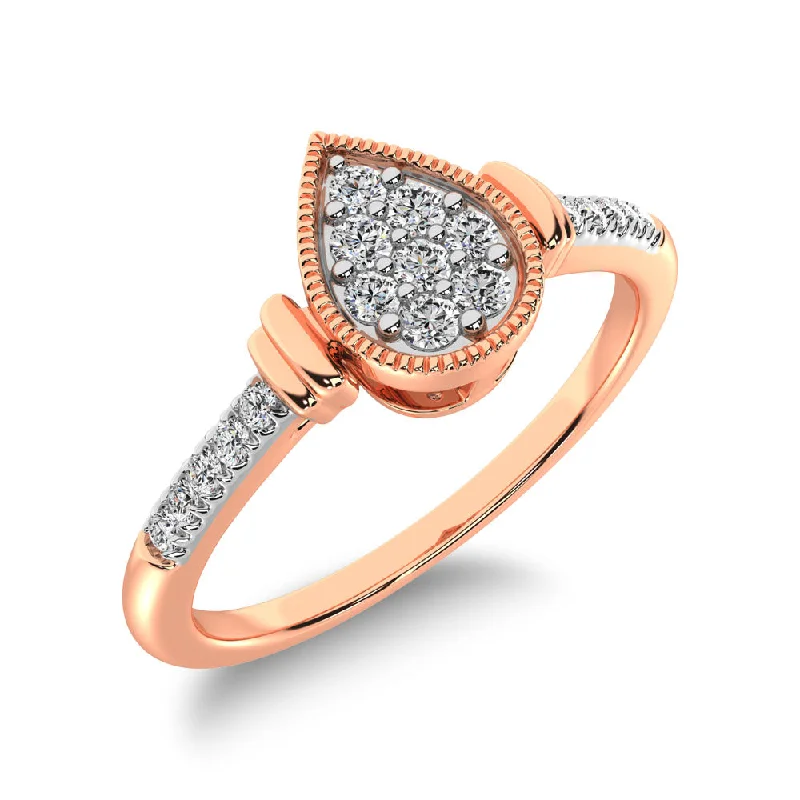 Classic Engagement Bands For Traditional Look-10K Rose Gold 1/8 Ct.Tw. Diamond Pear Shape Ring