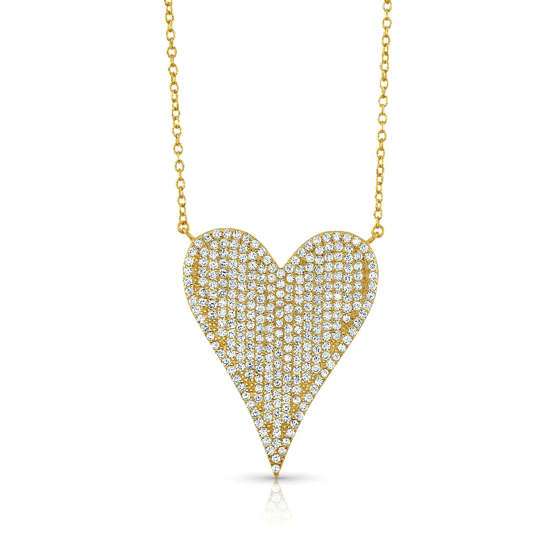 Colorful Necklace Sets For Coordinated Style-MY ENTIRE HEART CZ NECKLACE, GOLD