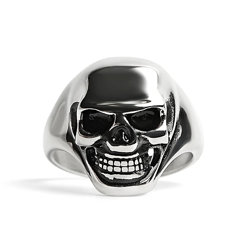 Custom Promise Rings For Special Gifts-Stainless Steel Skull Women's Ring / SCR4041