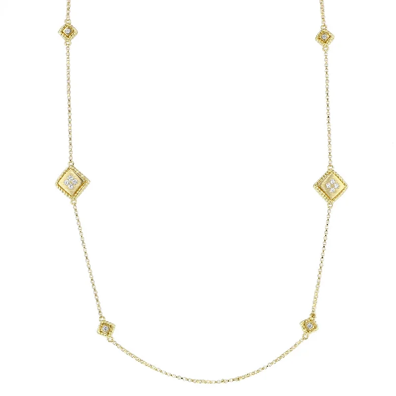 Simple Pendant Necklaces For Casual Wear-18K Diamond Palazzo Ducale Station Necklace