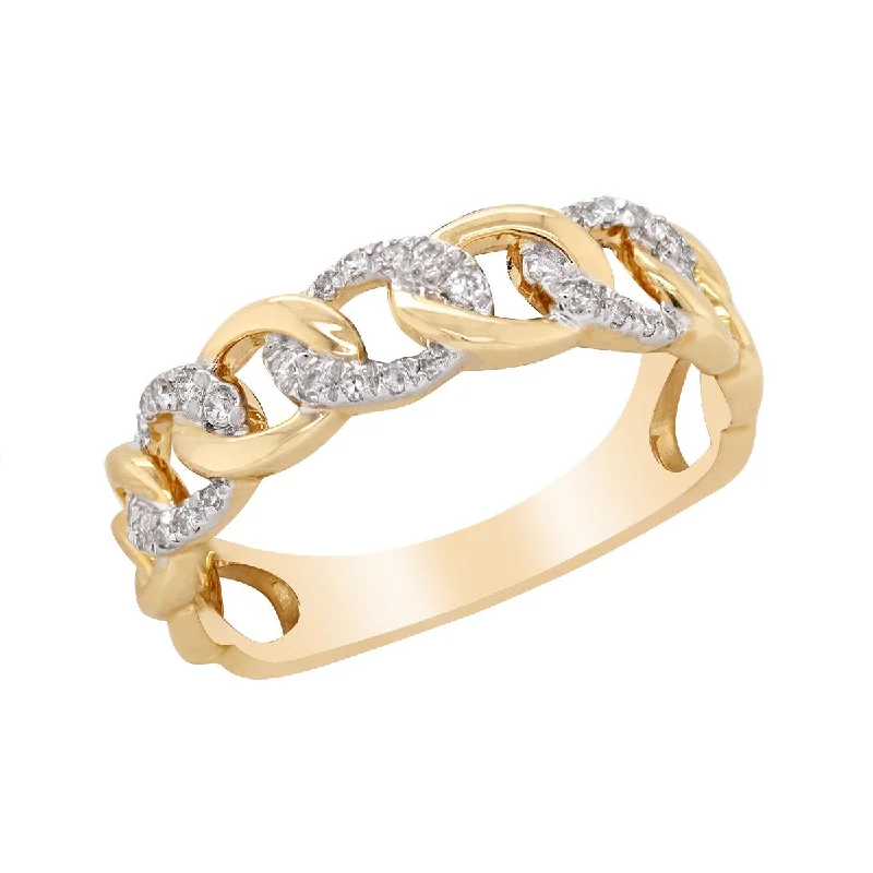 Elegant Cocktail Rings For Special Events-TWO-TONE GOLD FASHION RING WITH 30 ROUND DIAMONDS, .17 CT TW