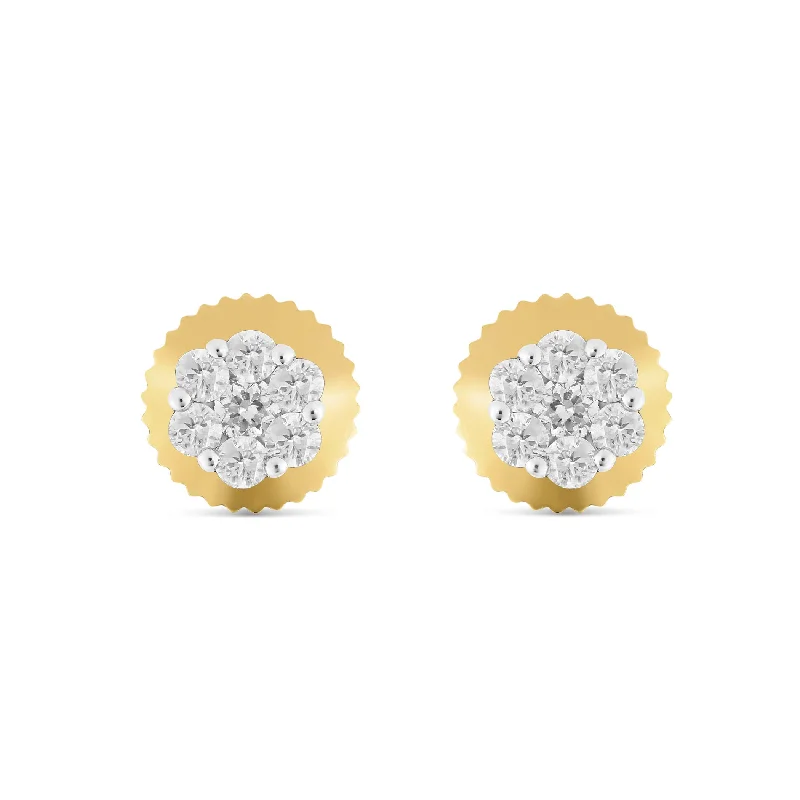 Ethereal Earrings For Formal Wear-0.25 Ct 14K Gold Diamond Flower Set Stud Earrings