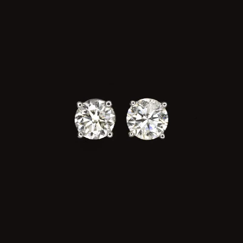 Bold Earrings For Fashion Lovers-0.80ct NATURAL DIAMOND STUD EARRINGS ROUND BRILLIANT CUT 14k WHITE GOLD CLASSIC