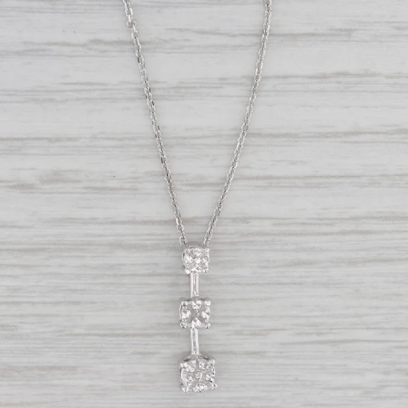 Statement Necklaces For Special Occasions-Illusion Cluster Pendant Necklace 14k White Gold 17.75" Cable Chain