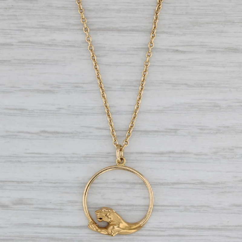 Gold Necklaces For Elegant Affairs-Carrrea Y Carrera Panther Pendant Necklace 18k Yellow Gold 18.5" Cable Chain Box