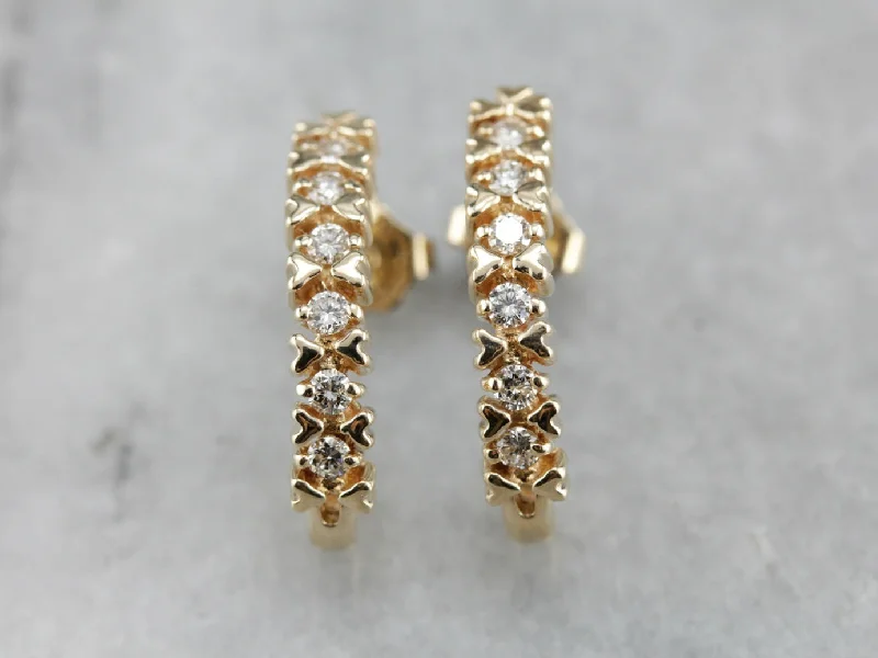 Custom Earrings For Trendy Gifts-Diamond Drop Earrings in Yellow Gold