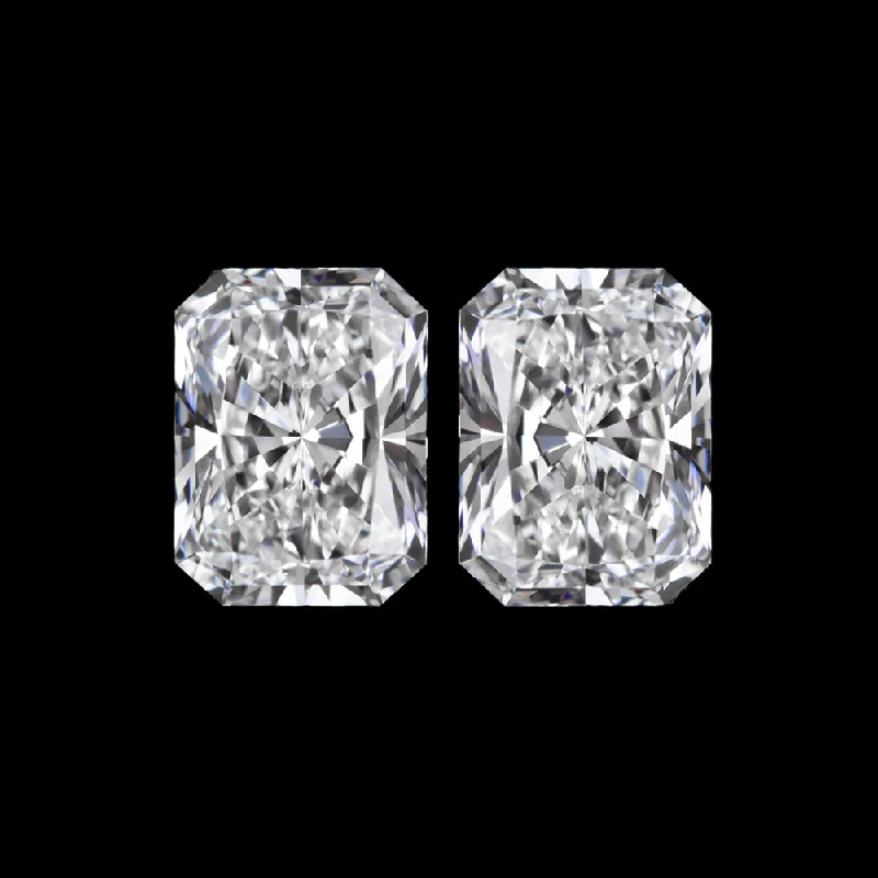 Crystal Earrings For Glamorous Night Events-2 CARAT F VS2 LAB CREATED DIAMOND STUD EARRINGS RADIANT CUT PAIR CERTIFIED GROWN