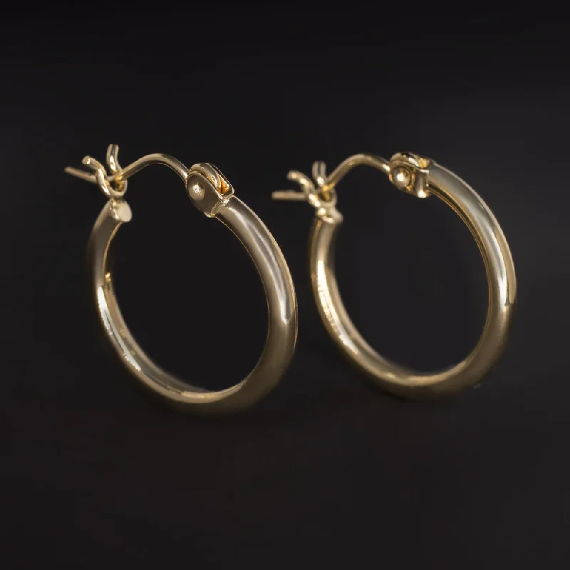 Vintage Earrings For Retro Style-14K YELLOW GOLD SMALL HOOP EARRINGS MINIMALIST SIMPLE CLASSIC HUGGIE EVERYDAY