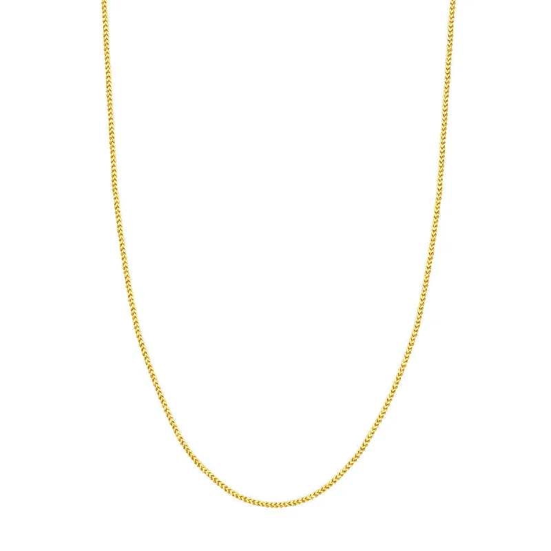 Simple Silver Necklaces For Work Wear-14K Yellow Gold Round Franco Chain