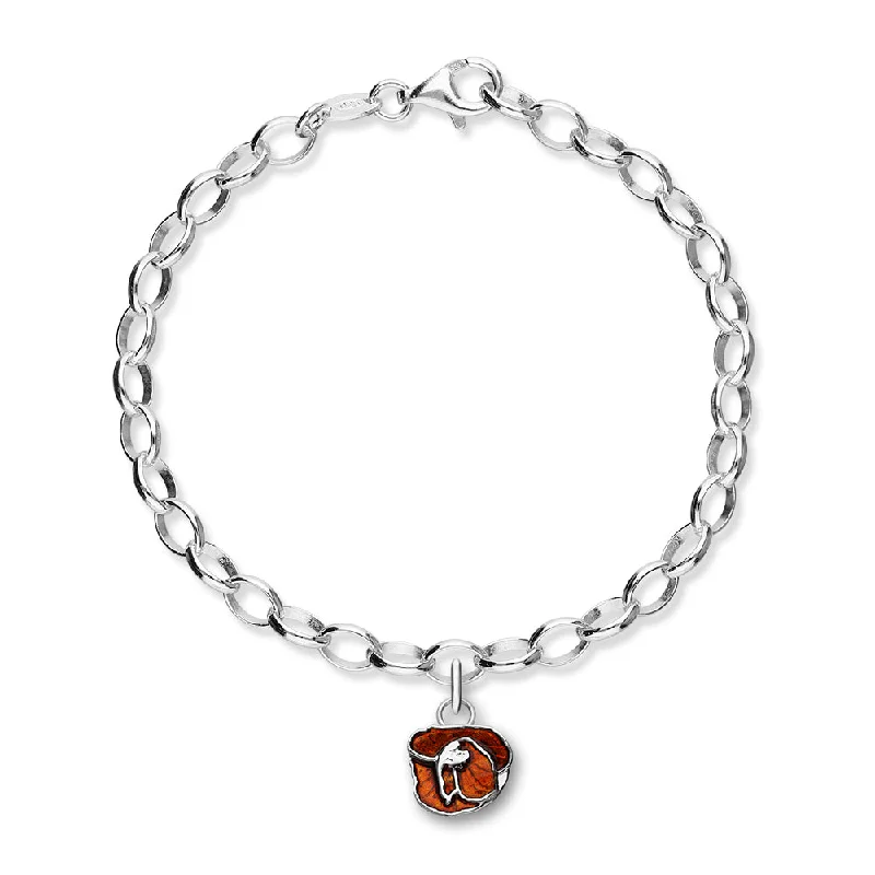 Adjustable Charm Bracelets-Poppies Silver Bracelet EBL107