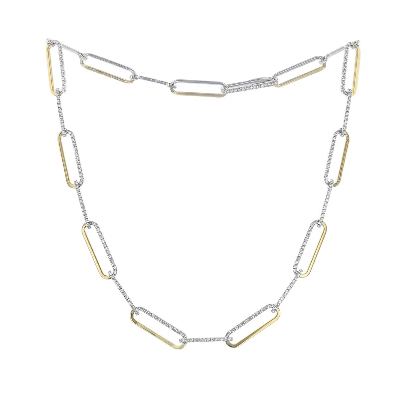 Artistic Gold Necklaces For Unique Style-17-Inch Diamond Oval Link Necklace in 18K Gold