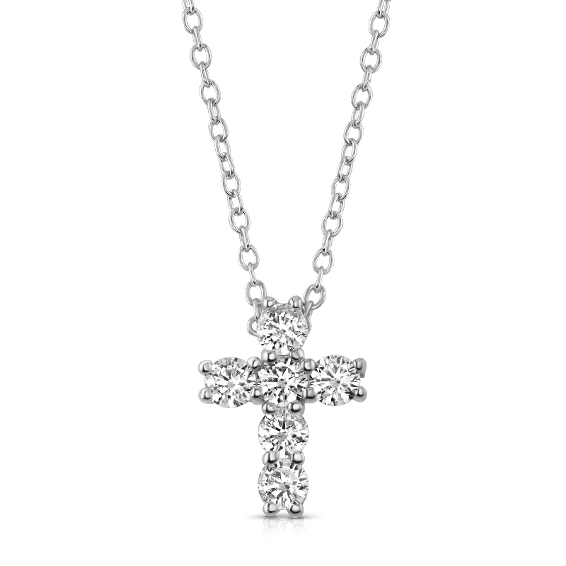 Gorgeous Gold Necklaces For Elegant Events-CROSS CZ NECKLACE, SILVER