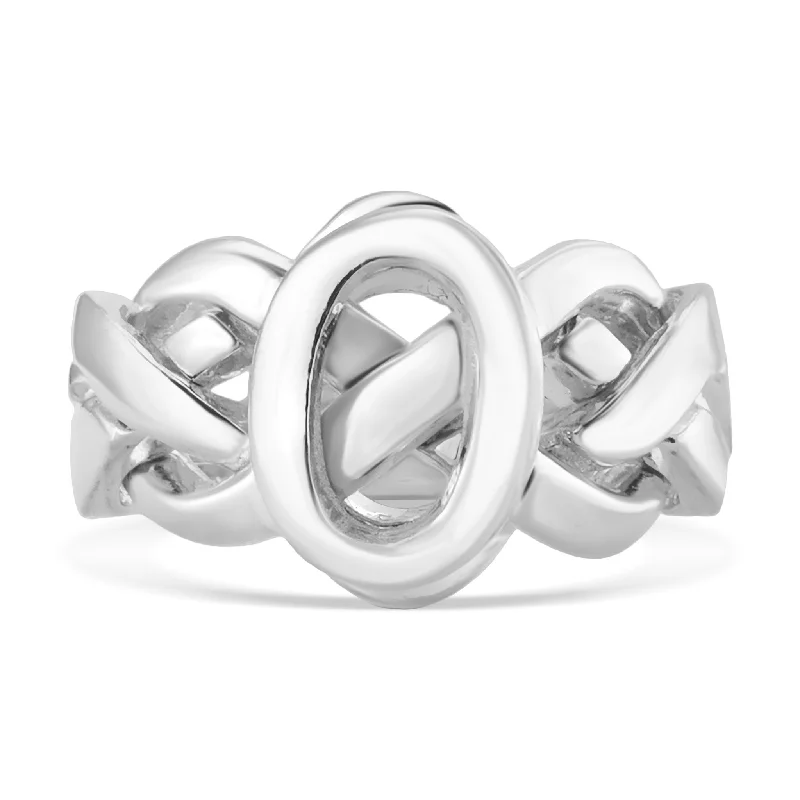 Classic Wedding Rings For Brides-Sterling Silver Braided Statement Ring / SSR0145