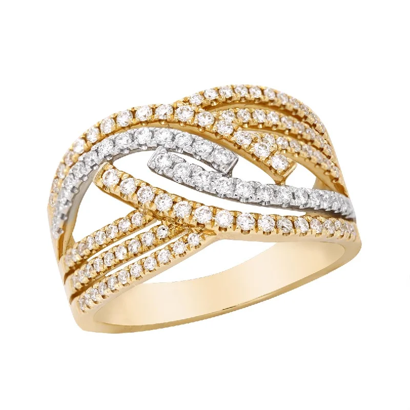 Designer Wedding Bands For Custom Style-TWO-TONE GOLD AND DIAMOND STATEMENT RING, .61 CT TW