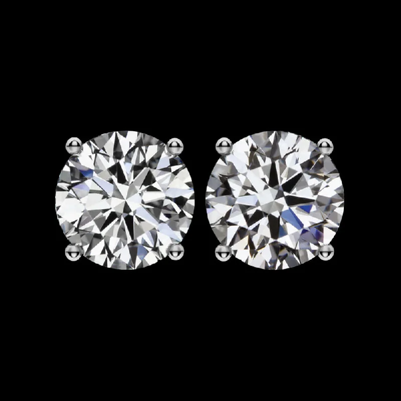 High-End Earrings For Elegant Occasions-1.5 CARAT LAB CREATED DIAMOND STUD EARRINGS PLATINUM D-E VVS-VS1 IDEAL ROUND CUT