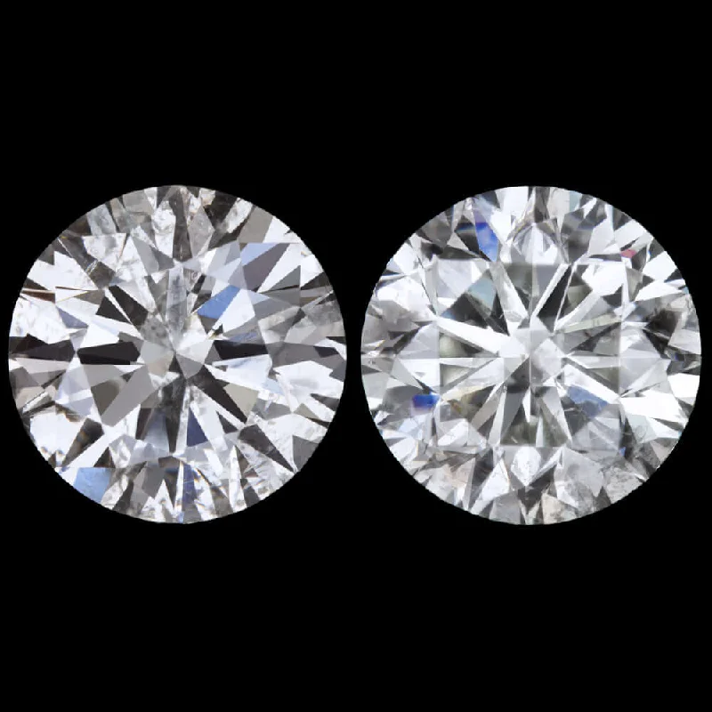 Natural Stone Earrings For Earthy Look-3 CARAT VERY GOOD CUT G-H SI DIAMOND STUD EARRINGS PAIR NATURAL ROUND BRILLIANT