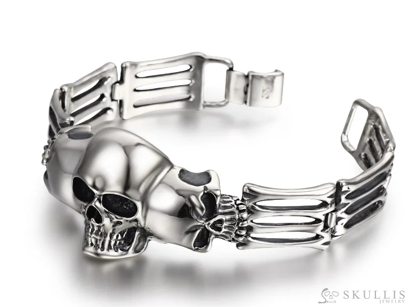 Fashionable Tennis Bracelets-925 Sterling Silver Skull Bracelet