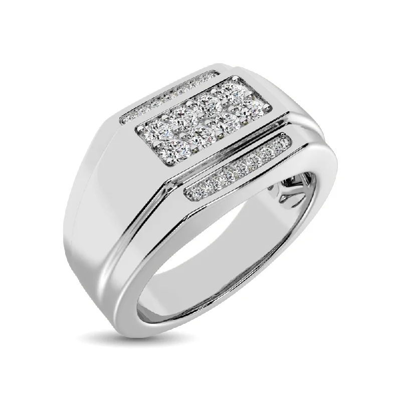 Affordable Diamond Wedding Bands-10K White Gold 3/8 Ct.Tw. Diamond Gents Ring