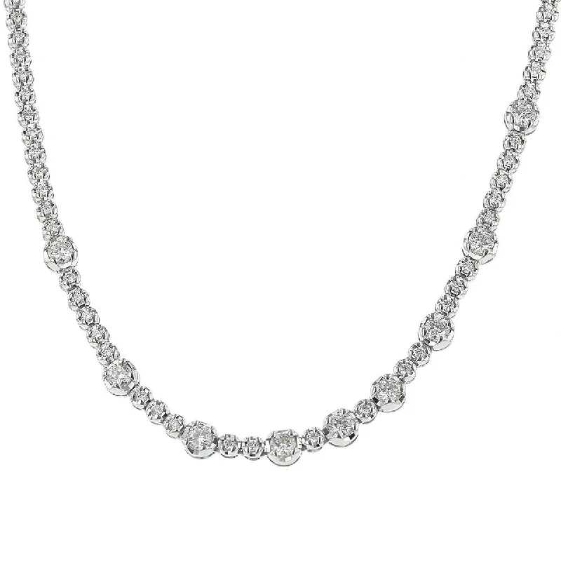 Modern Silver Necklaces For Office Fashion-14K White Gold Diamond Necklace