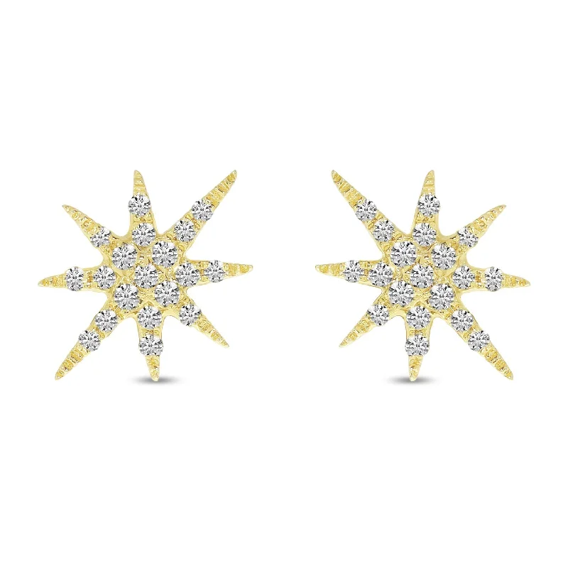 Chunky Earrings For Bold Statements-DIAMOND STARBURST EARRINGS E10412W