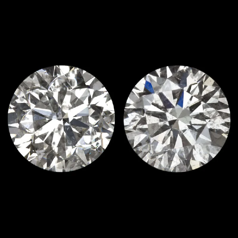 Unique Handcrafted Earrings For Gifting-2.09ct ROUND BRILLIANT CUT DIAMOND STUD EARRINGS MATCHING PAIR NATURAL CLASSIC