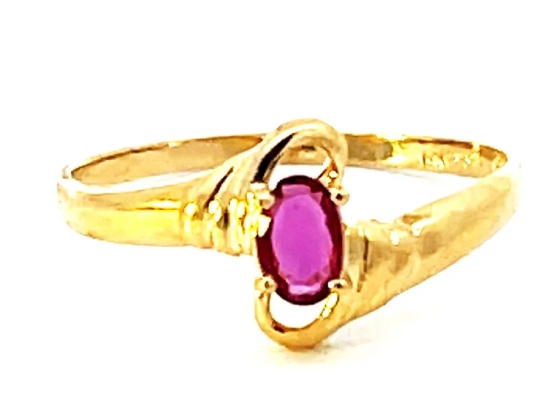 Vintage Engagement Rings For Classic Proposals-Red Ruby Ring in 14k Yellow Gold