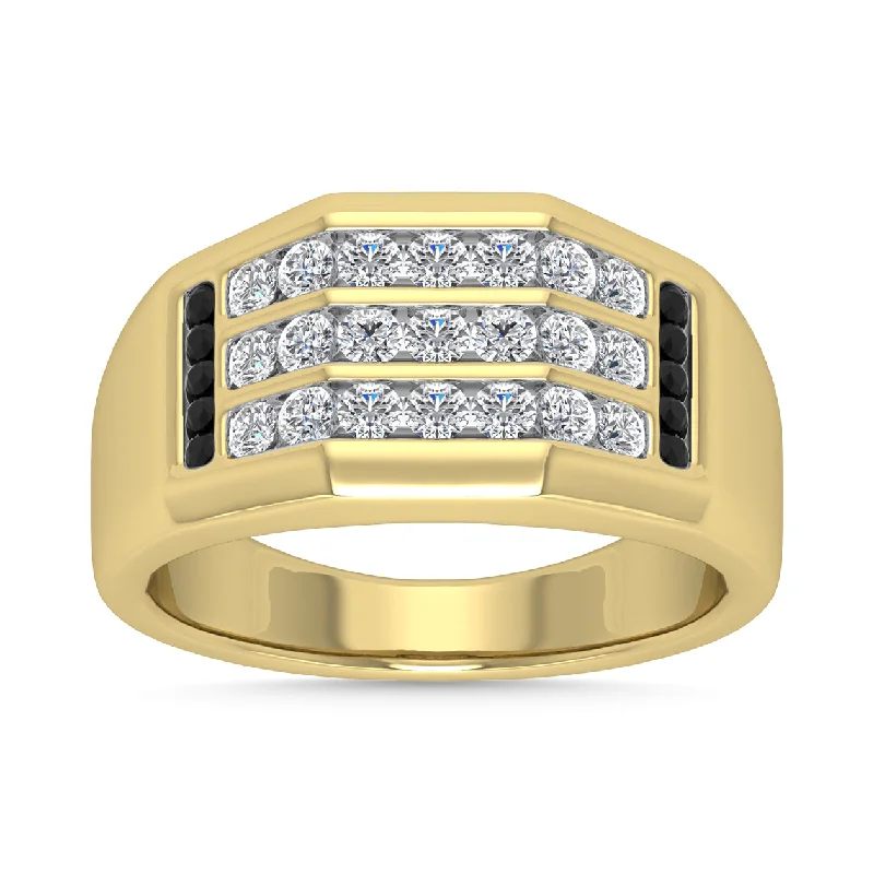 Unique Diamond Wedding Rings For Brides-Diamond 3/4 Ct.Tw. Mens Fashion Ring in 14K Yellow Gold