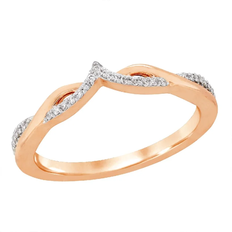 Elegant Solitaire Diamond Rings For Proposals-ROSE GOLD WEDDING BAND WITH DIAMONDS, .10 CT TW