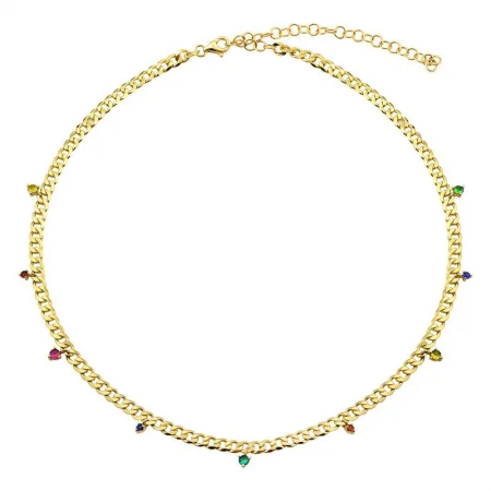 Elegant Chain Necklaces For Special Occasions-14k Yellow Gold Rainbow Cuban Link Chain Necklace