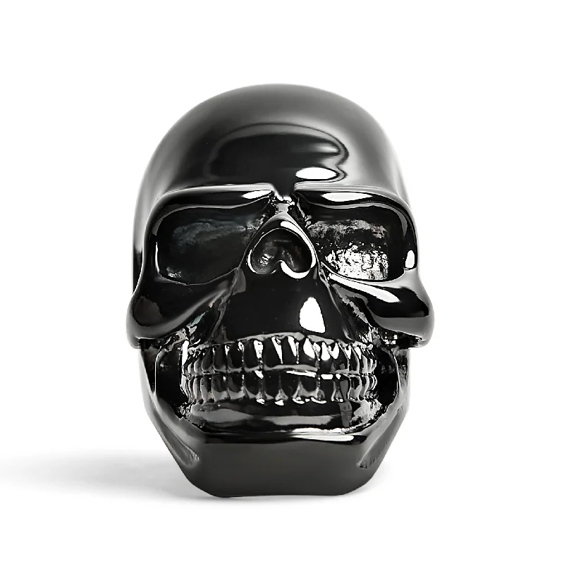 Elegant Emerald Rings For Special Occasions-Stainless Steel Black Skull Ring / SCR4094