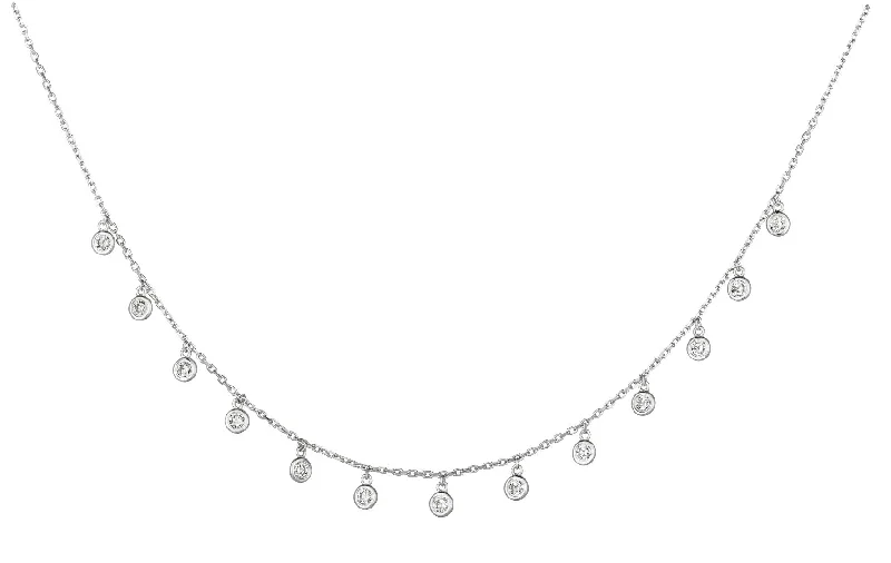 Gorgeous Gold Necklaces For Elegant Events-14K White Gold Diamond Drop Necklace