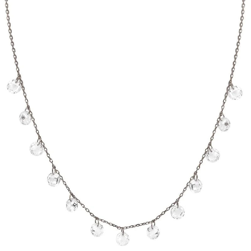 Elegant Crystal Necklaces For Formal Events-DAINTY NECKLACE, BR STERLING SILVER