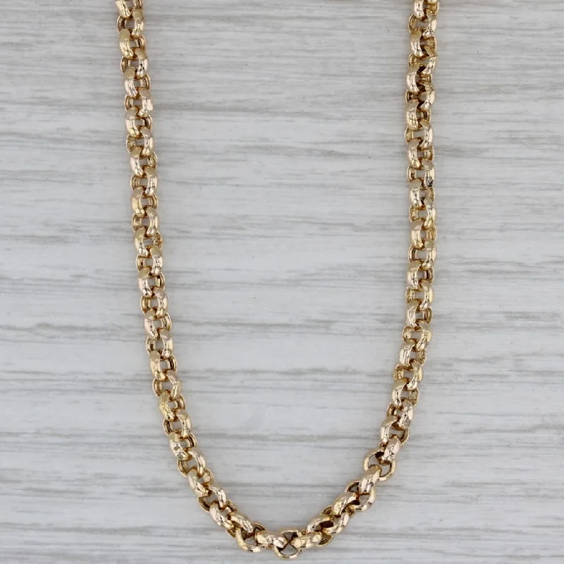 Statement Necklaces For Special Occasions-Rolo Cable Chain Necklace 14k Yellow Gold 23.5" 4mm