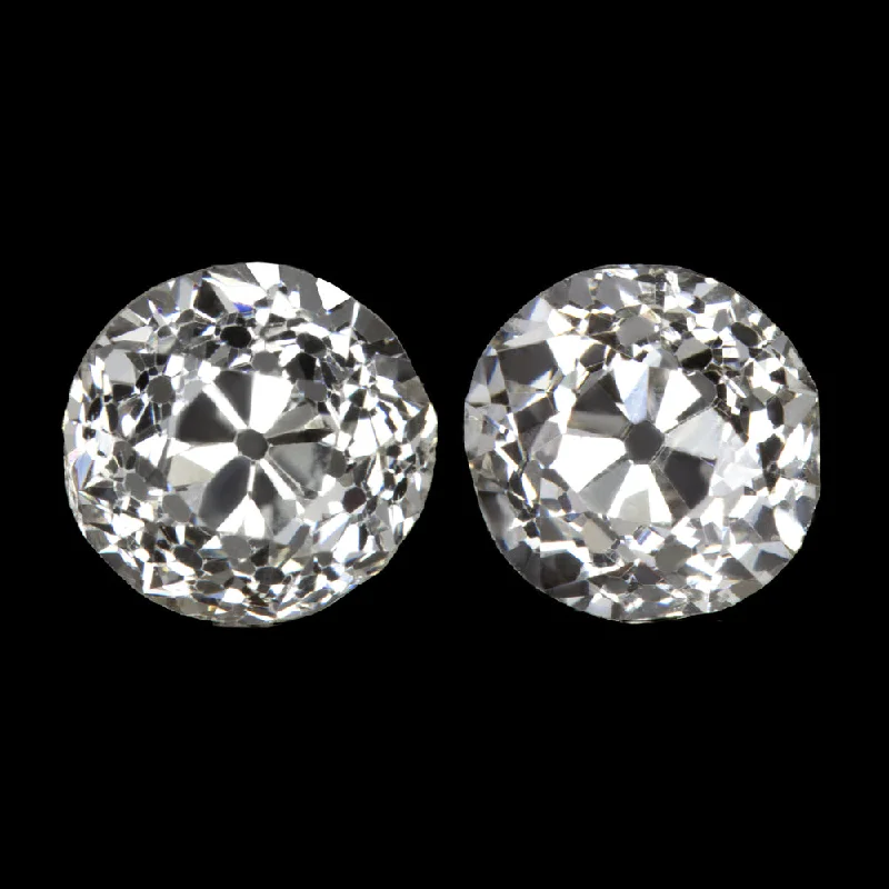 Sparkling Earrings For Festive Wear-0.72ct OLD MINE CUT DIAMOND STUD EARRINGS H SI1-SI2 ANTIQUE PAIR LOOSE NATURAL