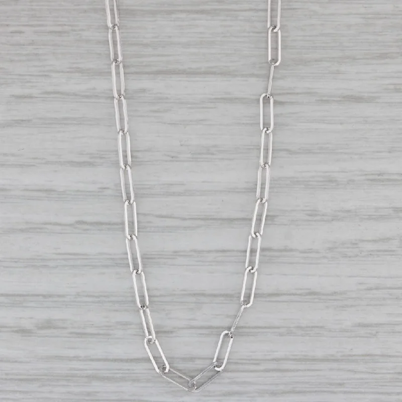 Artistic Pendant Necklaces For Creative Look-New Paperclip Chain Necklace 14k White Gold 18" 2.5mm