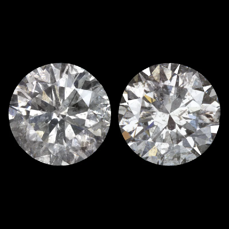 Statement Earrings For Fashion Enthusiasts-2.59ct ROUND BRILLIANT CUT NATURAL DIAMOND STUD EARRINGS MATCHING PAIR 1.5 CARAT