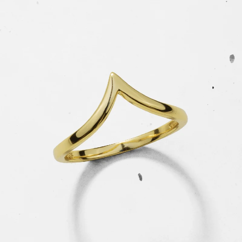 Elegant Gold Wedding Rings For Classic Look-Wishbone V | Stacking Ring