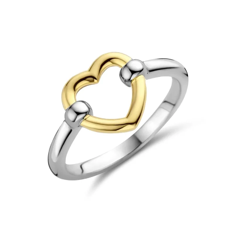 Beautiful Wedding Ring Sets For Couples-OPEN HEART TWO-TONE FASHION RING